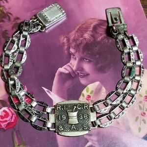 Vintage 1938 Rhode Island School Pharmacy bracelet silver tone Wells